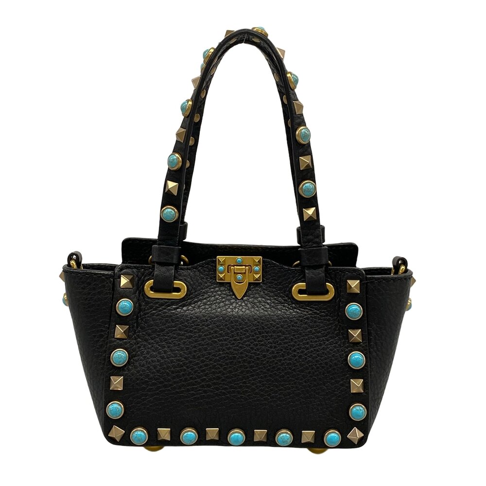 Valentino Garavani Handbag Black Light Blue Gold